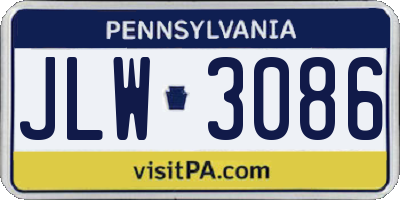 PA license plate JLW3086