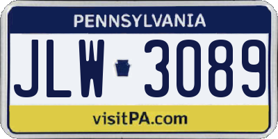 PA license plate JLW3089