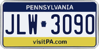 PA license plate JLW3090