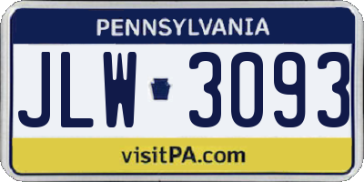 PA license plate JLW3093