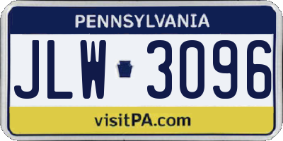 PA license plate JLW3096