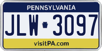 PA license plate JLW3097