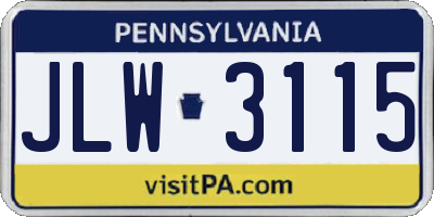 PA license plate JLW3115