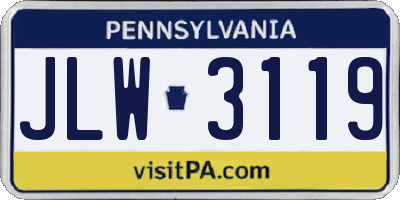 PA license plate JLW3119