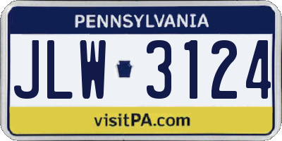 PA license plate JLW3124