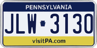 PA license plate JLW3130
