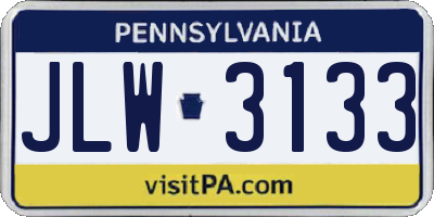 PA license plate JLW3133