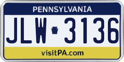 PA license plate JLW3136