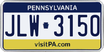 PA license plate JLW3150
