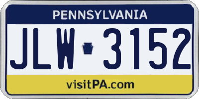 PA license plate JLW3152