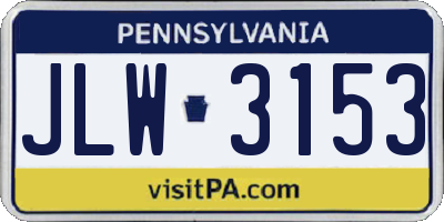 PA license plate JLW3153