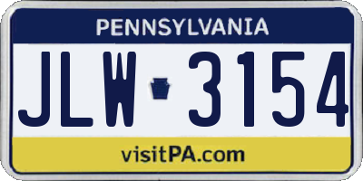 PA license plate JLW3154