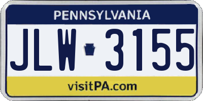 PA license plate JLW3155