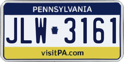 PA license plate JLW3161
