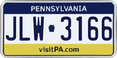 PA license plate JLW3166