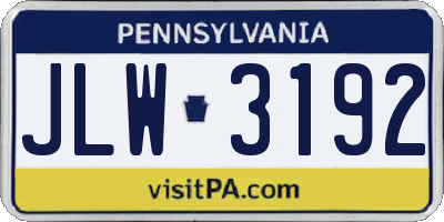 PA license plate JLW3192