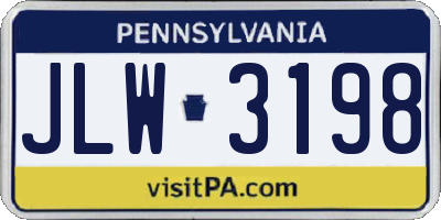 PA license plate JLW3198