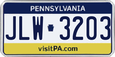 PA license plate JLW3203