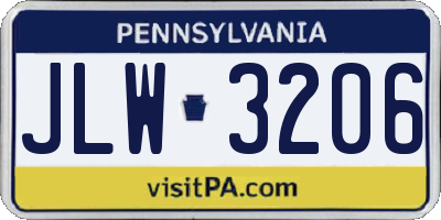 PA license plate JLW3206