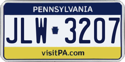 PA license plate JLW3207