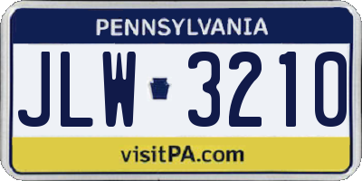 PA license plate JLW3210