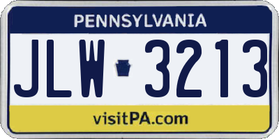 PA license plate JLW3213