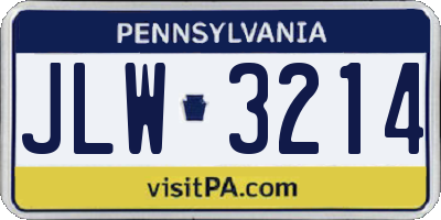 PA license plate JLW3214