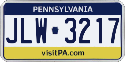 PA license plate JLW3217