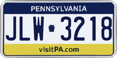 PA license plate JLW3218