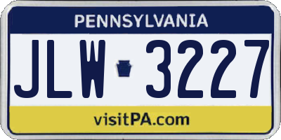 PA license plate JLW3227
