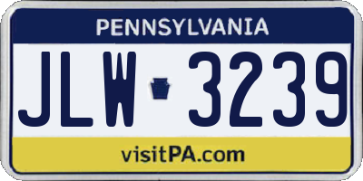 PA license plate JLW3239