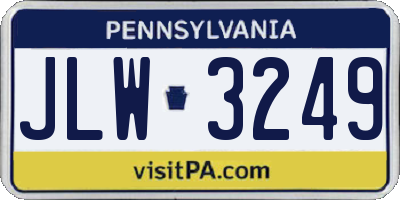PA license plate JLW3249