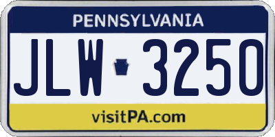 PA license plate JLW3250