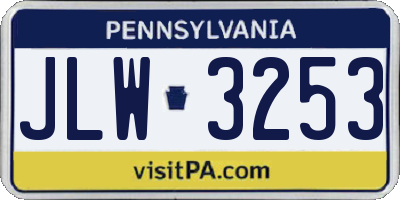 PA license plate JLW3253