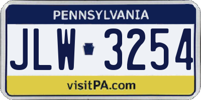 PA license plate JLW3254