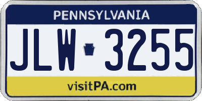 PA license plate JLW3255