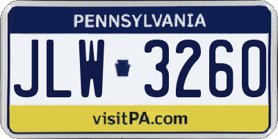 PA license plate JLW3260