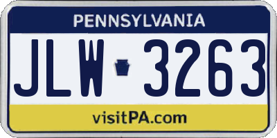 PA license plate JLW3263