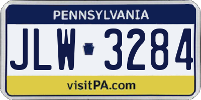 PA license plate JLW3284