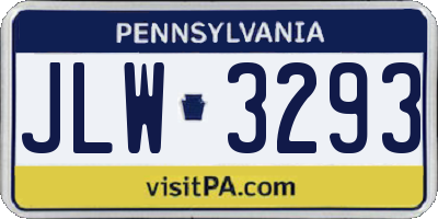 PA license plate JLW3293