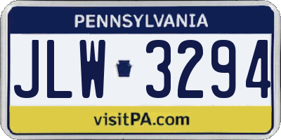PA license plate JLW3294