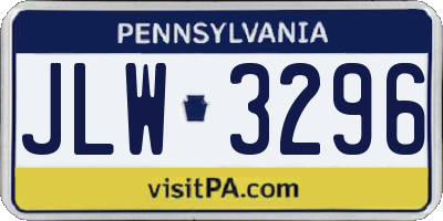 PA license plate JLW3296