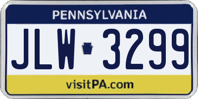 PA license plate JLW3299
