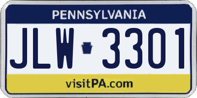 PA license plate JLW3301