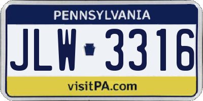 PA license plate JLW3316