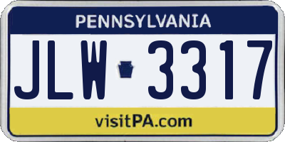 PA license plate JLW3317