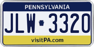 PA license plate JLW3320