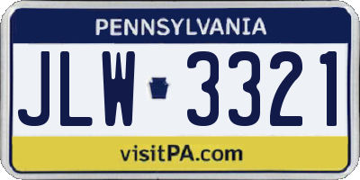 PA license plate JLW3321