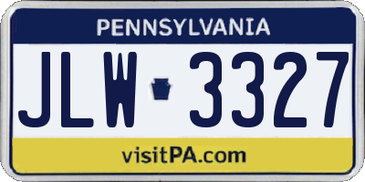 PA license plate JLW3327