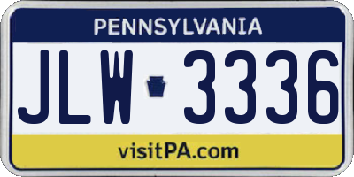 PA license plate JLW3336